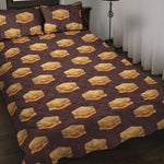 Brown Sandwiches Pattern Print Quilt Bed Set