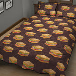 Brown Sandwiches Pattern Print Quilt Bed Set