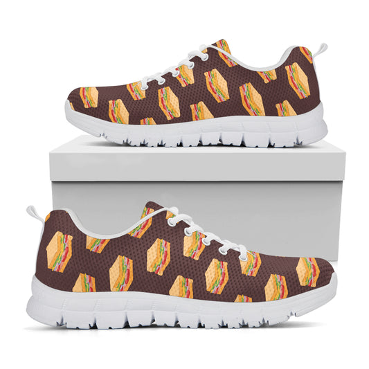Brown Sandwiches Pattern Print White Sneakers