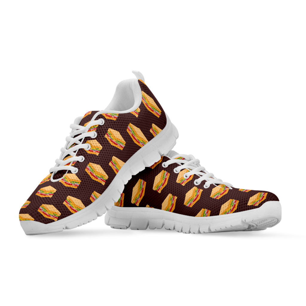 Brown Sandwiches Pattern Print White Sneakers