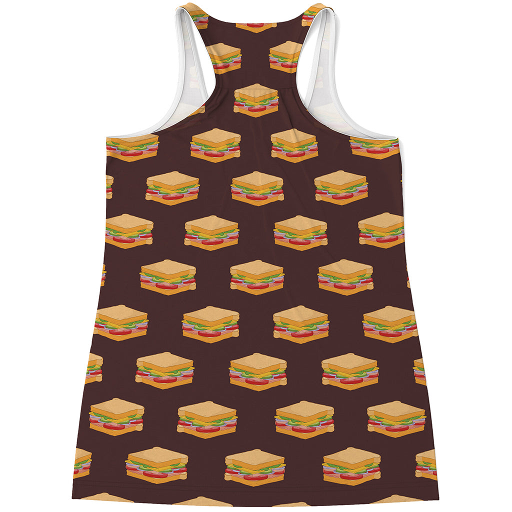 Brown Sandwiches Pattern Print Women's Racerback Tank Top
