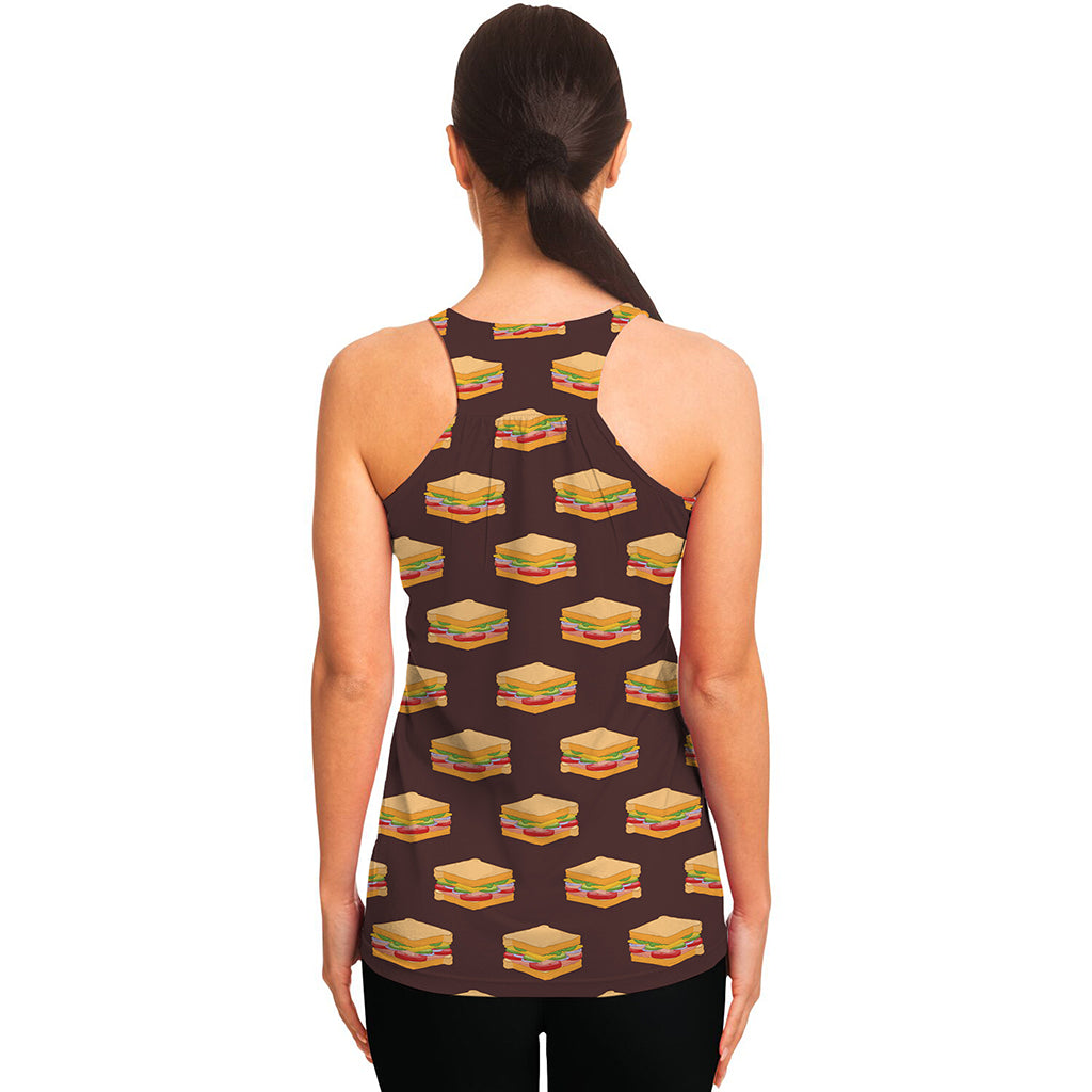 Brown Sandwiches Pattern Print Women's Racerback Tank Top
