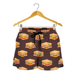 Brown Sandwiches Pattern Print Women's Shorts