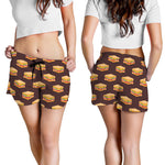 Brown Sandwiches Pattern Print Women's Shorts
