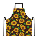 Brown Sunflower Pattern Print Apron