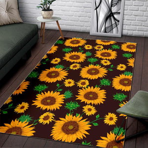 Brown Sunflower Pattern Print Area Rug GearFrost