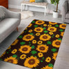 Brown Sunflower Pattern Print Area Rug GearFrost