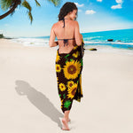 Brown Sunflower Pattern Print Beach Sarong Wrap