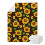 Brown Sunflower Pattern Print Blanket