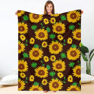 Brown Sunflower Pattern Print Blanket