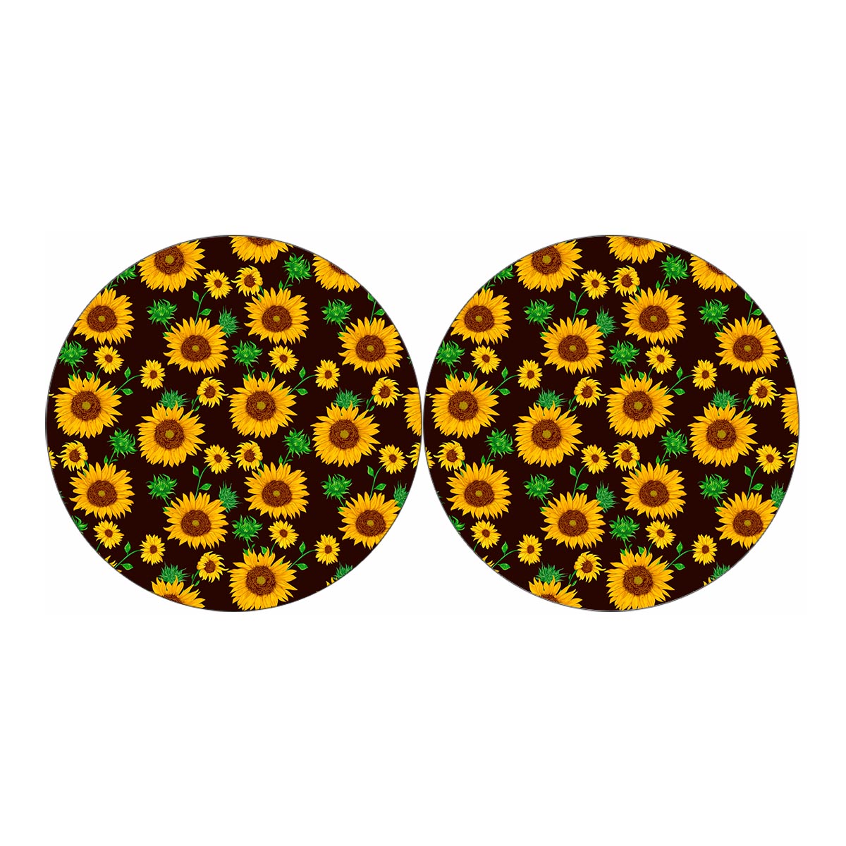 Brown Sunflower Pattern Print Car Coasters