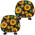 Brown Sunflower Pattern Print Car Headrest Covers