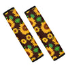 Brown Sunflower Pattern Print Car Seat Belt Covers