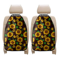 Brown Sunflower Pattern Print Car Seat Organizers