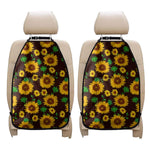 Brown Sunflower Pattern Print Car Seat Organizers