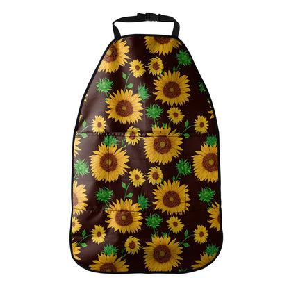Brown Sunflower Pattern Print Car Seat Organizers