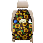 Brown Sunflower Pattern Print Car Seat Organizers