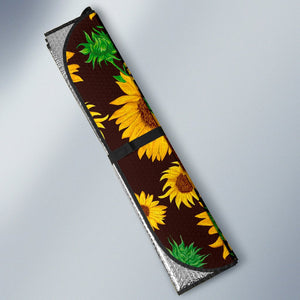 Brown Sunflower Pattern Print Car Sun Shade GearFrost