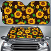 Brown Sunflower Pattern Print Car Sun Shade GearFrost