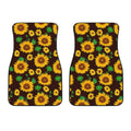 Brown Sunflower Pattern Print Front Car Floor Mats