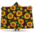 Brown Sunflower Pattern Print Hooded Blanket