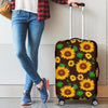 Brown Sunflower Pattern Print Luggage Cover GearFrost