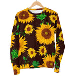 Brown Sunflower Pattern Print Men's Crewneck Sweatshirt GearFrost