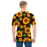 Brown Sunflower Pattern Print Men's T-Shirt