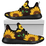 Brown Sunflower Pattern Print Mesh Knit Shoes GearFrost