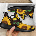 Brown Sunflower Pattern Print Mesh Knit Shoes