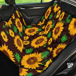 Brown Sunflower Pattern Print Pet Car Back Seat Cover