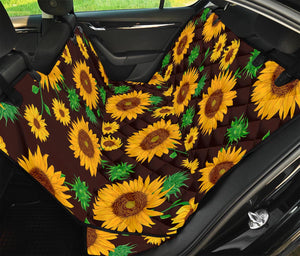 Brown Sunflower Pattern Print Pet Car Back Seat Cover