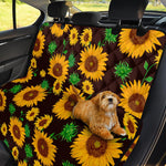 Brown Sunflower Pattern Print Pet Car Back Seat Cover