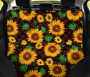 Brown Sunflower Pattern Print Pet Car Back Seat Cover