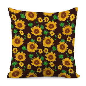 Brown Sunflower Pattern Print Pillow Cover