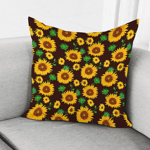 Brown Sunflower Pattern Print Pillow Cover