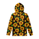 Brown Sunflower Pattern Print Pullover Hoodie