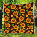 Brown Sunflower Pattern Print Quilt