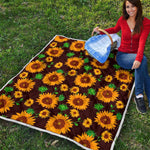 Brown Sunflower Pattern Print Quilt