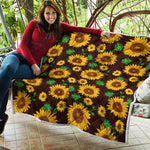 Brown Sunflower Pattern Print Quilt