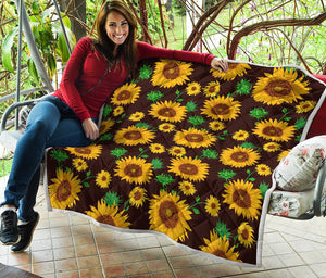 Brown Sunflower Pattern Print Quilt