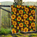 Brown Sunflower Pattern Print Quilt