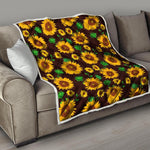 Brown Sunflower Pattern Print Quilt