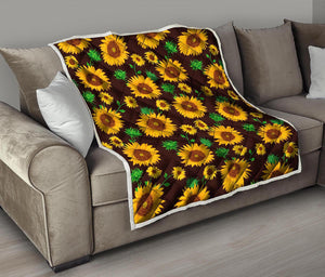 Brown Sunflower Pattern Print Quilt