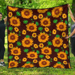 Brown Sunflower Pattern Print Quilt