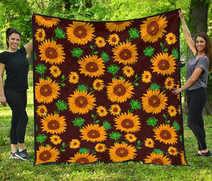 Brown Sunflower Pattern Print Quilt