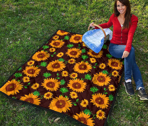 Brown Sunflower Pattern Print Quilt