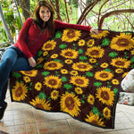 Brown Sunflower Pattern Print Quilt