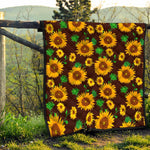 Brown Sunflower Pattern Print Quilt