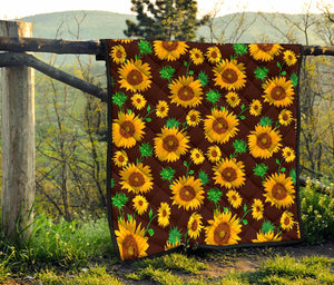 Brown Sunflower Pattern Print Quilt